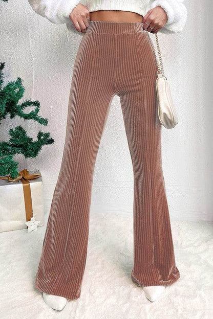 Solid Color High Waist Corduroy Flare Pants - Shop Style & More | Fresh Looks, Everyday Deals & Free Shipping