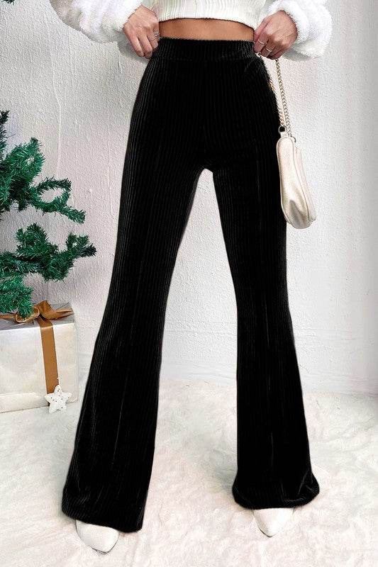 Solid Color High Waist Corduroy Flare Pants - Shop Style & More | Fresh Looks, Everyday Deals & Free Shipping