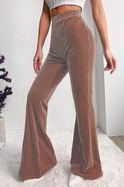 Solid Color High Waist Corduroy Flare Pants - Shop Style & More | Fresh Looks, Everyday Deals & Free Shipping