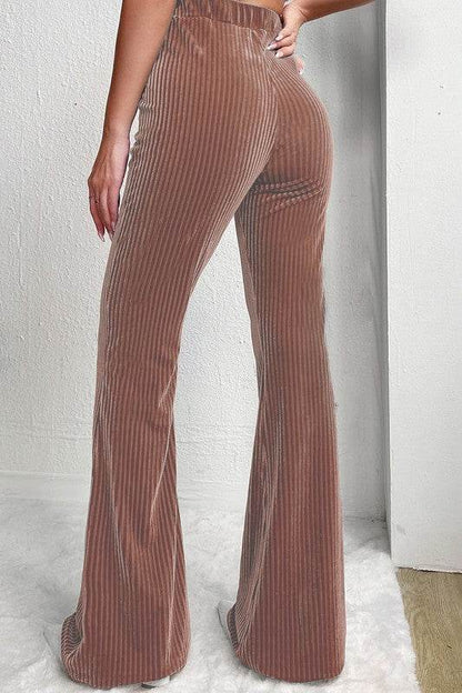 Solid Color High Waist Corduroy Flare Pants - Shop Style & More | Fresh Looks, Everyday Deals & Free Shipping