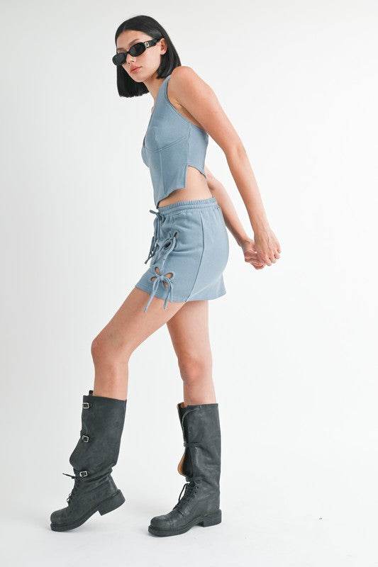 FRENCH TERRY CUTOUT MINI SKIRT - Shop Style & More | Fresh Looks, Everyday Deals & Free Shipping