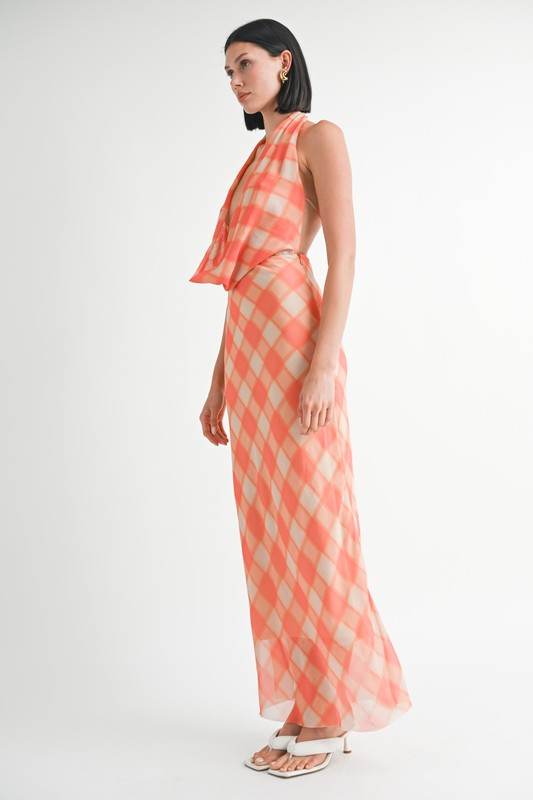 HALTER MAXI SATIN DRESS WITH OPEN BACK - Shop Style & More | Fresh Looks, Everyday Deals & Free Shipping