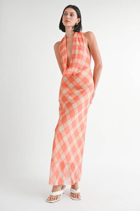 HALTER MAXI SATIN DRESS WITH OPEN BACK - Shop Style & More | Fresh Looks, Everyday Deals & Free Shipping