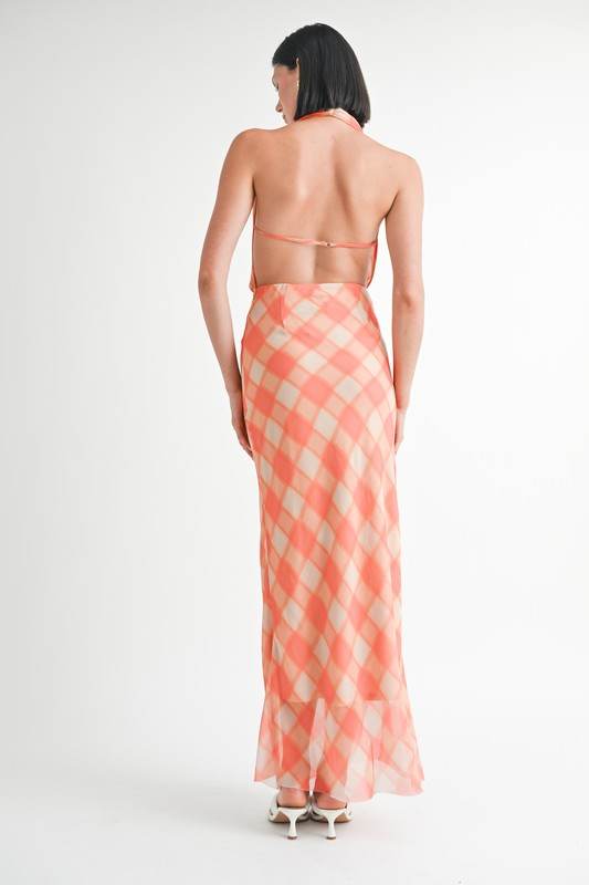 HALTER MAXI SATIN DRESS WITH OPEN BACK - Shop Style & More | Fresh Looks, Everyday Deals & Free Shipping