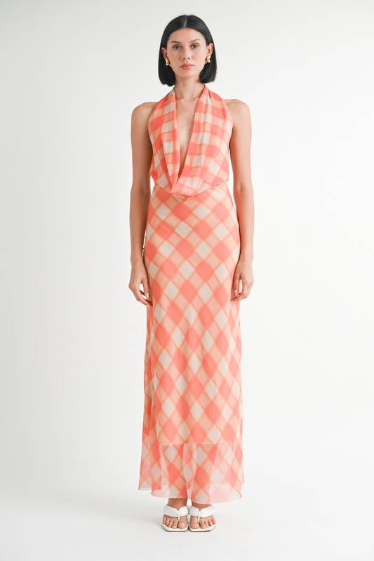 HALTER MAXI SATIN DRESS WITH OPEN BACK - Shop Style & More | Fresh Looks, Everyday Deals & Free Shipping