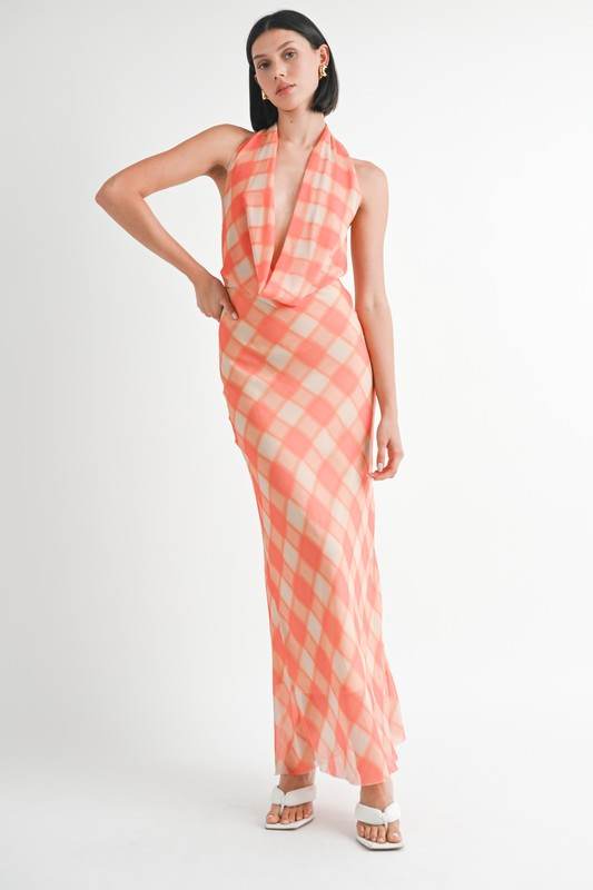 HALTER MAXI SATIN DRESS WITH OPEN BACK - Shop Style & More | Fresh Looks, Everyday Deals & Free Shipping