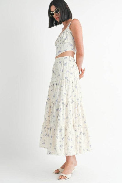 IPA2228S FLORAL TIERED MAXI SKIRT - Shop Style & More | Fresh Looks, Everyday Deals & Free Shipping