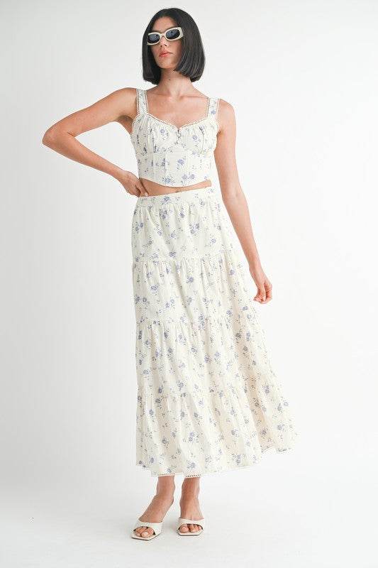 IPA2228S FLORAL TIERED MAXI SKIRT - Shop Style & More | Fresh Looks, Everyday Deals & Free Shipping