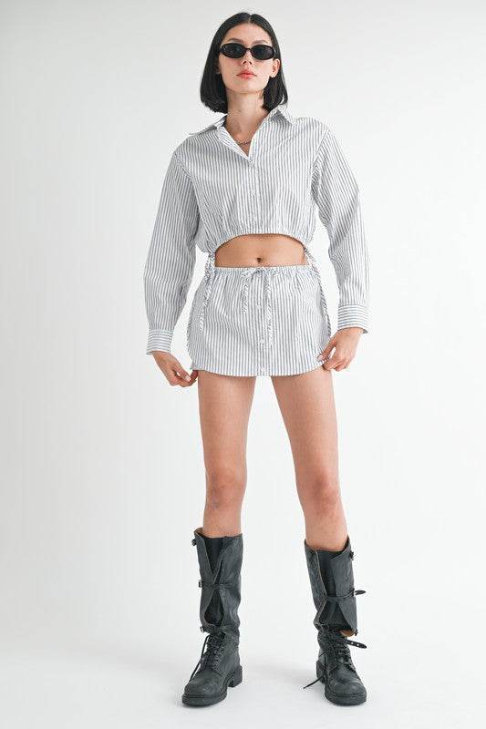 DRAWSTRING MINI SKORT WITH BUTTONS - Shop Style & More | Fresh Looks, Everyday Deals & Free Shipping