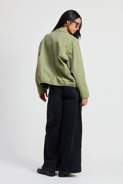 LONG SLEEVE COLLARED DENIM JACKET - Shop Style & More | Fresh Looks, Everyday Deals & Free Shipping