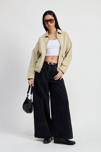 LONG SLEEVE COLLARED DENIM JACKET - Shop Style & More | Fresh Looks, Everyday Deals & Free Shipping