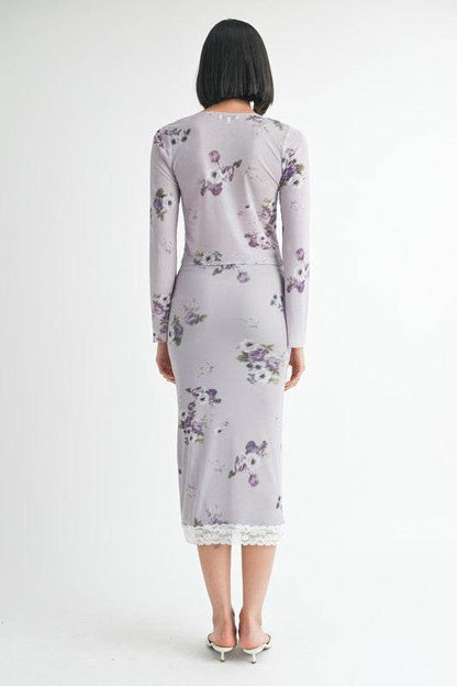 FLORAL MIDI SKIRT WITH LACE TRIM - Shop Style & More | Fresh Looks, Everyday Deals & Free Shipping