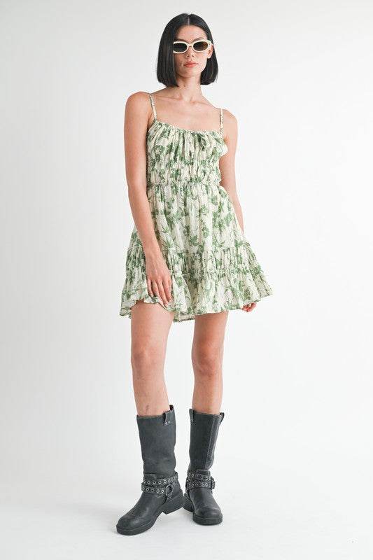 TIERED MINI FLORAL DRESS WITH BACK TIE - Shop Style & More | Fresh Looks, Everyday Deals & Free Shipping