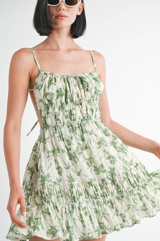 TIERED MINI FLORAL DRESS WITH BACK TIE - Shop Style & More | Fresh Looks, Everyday Deals & Free Shipping