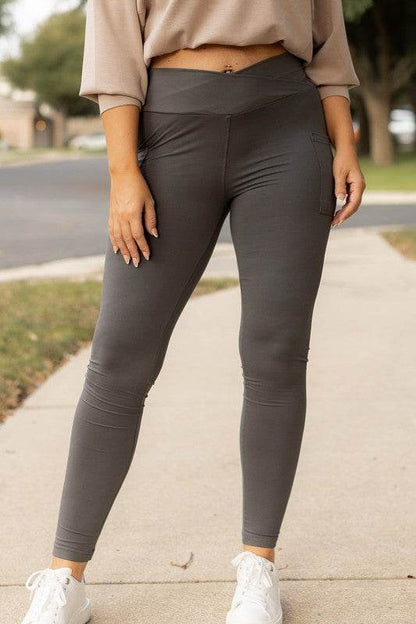 The Caitlin Charcoal Crossover Leggings R2 - Shop Style & More | Fresh Looks, Everyday Deals & Free Shipping
