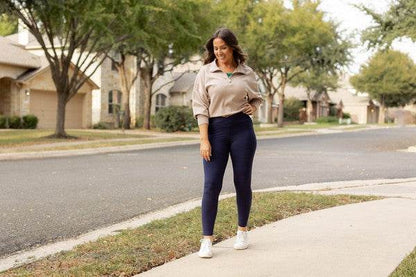 The Nadia Navy Crossover Full Length Leggings - Shop Style & More | Fresh Looks, Everyday Deals & Free Shipping