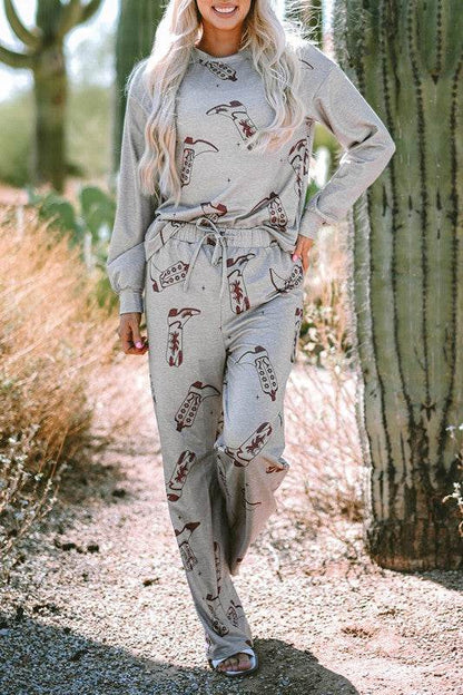 Women Printed Long Sleeve Top Pants Lounge Set - Shop Style & More | Fresh Looks, Everyday Deals & Free Shipping