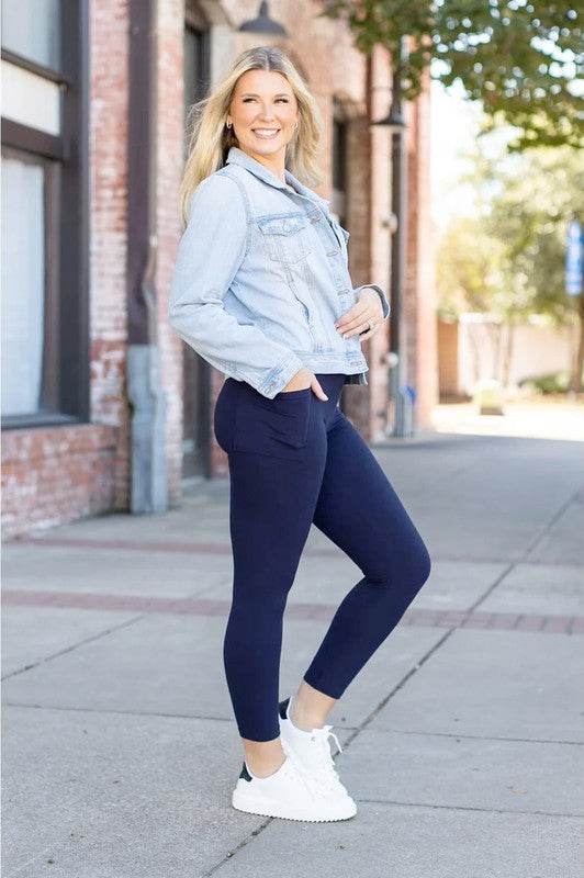 The Riley -7/8 Ankle Length NAVY Leggings Pocket - Shop Style & More | Fresh Looks, Everyday Deals & Free Shipping