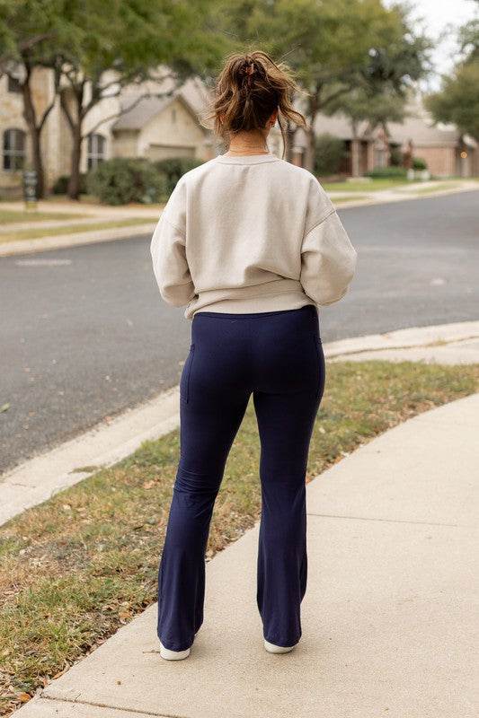 The Mila Navy Bootcut Leggings - Shop Style & More | Fresh Looks, Everyday Deals & Free Shipping