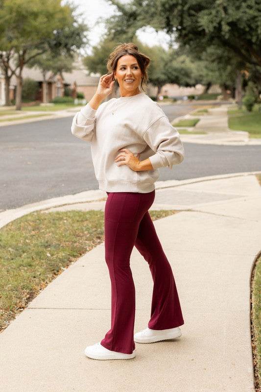 The Maeve Maroon Bootcut Leggings Round 2 - Shop Style & More | Fresh Looks, Everyday Deals & Free Shipping