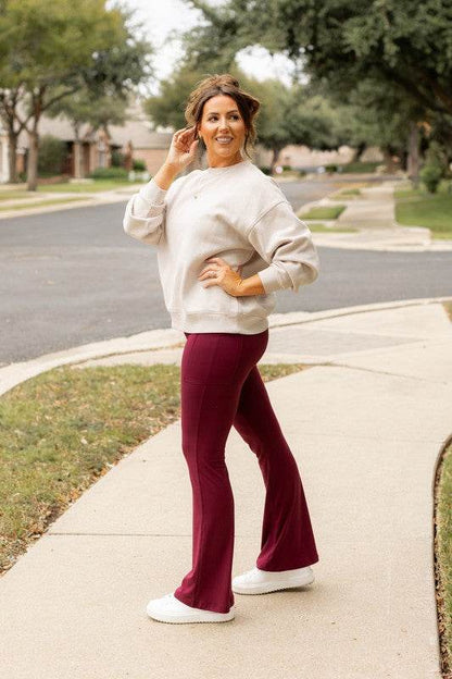 The Maeve Maroon Bootcut Leggings Round 2 - Shop Style & More | Fresh Looks, Everyday Deals & Free Shipping