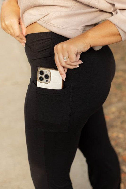The Liz - Crossover Bootcut Leggings with Pockets - Shop Style & More | Fresh Looks, Everyday Deals & Free Shipping