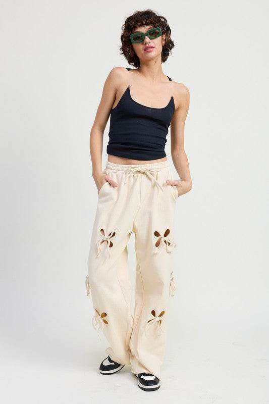 FRENCH TERRY PANTS WITH CUTOUT DETAIL - Shop Style & More | Fresh Looks, Everyday Deals & Free Shipping