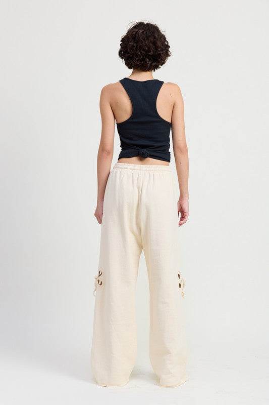 FRENCH TERRY PANTS WITH CUTOUT DETAIL - Shop Style & More | Fresh Looks, Everyday Deals & Free Shipping