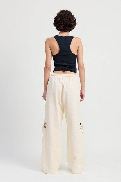 FRENCH TERRY PANTS WITH CUTOUT DETAIL - Shop Style & More | Fresh Looks, Everyday Deals & Free Shipping