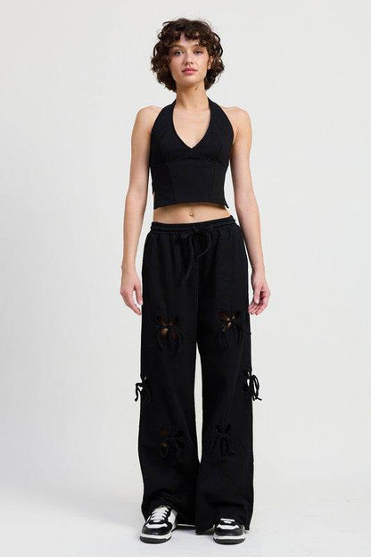 FRENCH TERRY PANTS WITH CUTOUT DETAIL - Shop Style & More | Fresh Looks, Everyday Deals & Free Shipping