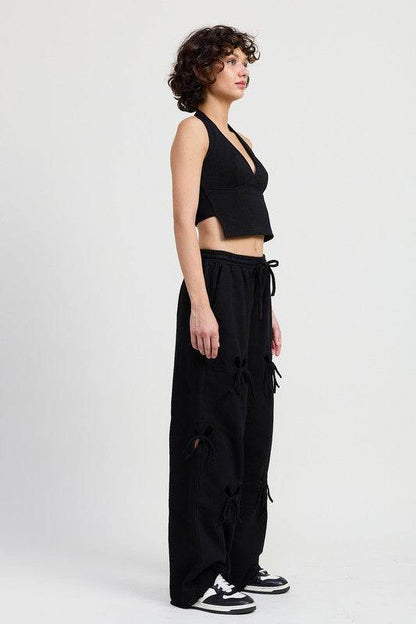 FRENCH TERRY PANTS WITH CUTOUT DETAIL - Shop Style & More | Fresh Looks, Everyday Deals & Free Shipping