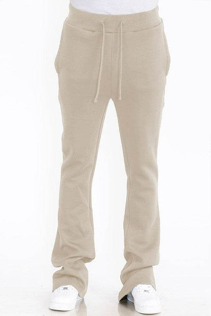 Mens Solid Fleece Flare Stacked PANTS - Shop Style & More | Fresh Looks, Everyday Deals & Free Shipping