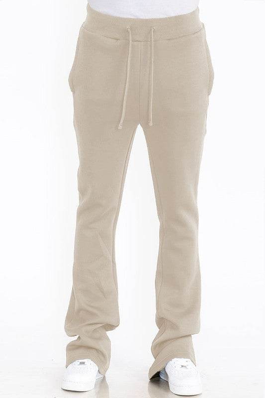 Mens Solid Fleece Flare Stacked PANTS - Shop Style & More | Fresh Looks, Everyday Deals & Free Shipping