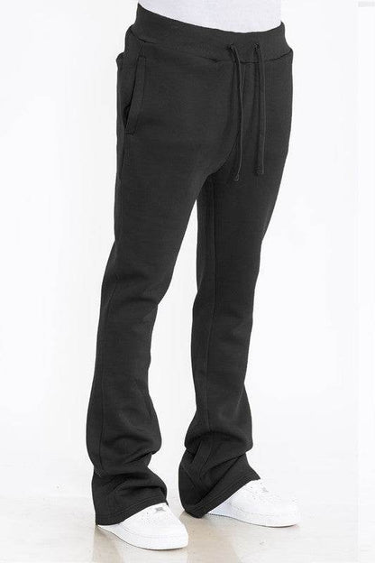Mens Solid Fleece Flare Stacked PANTS - Shop Style & More | Fresh Looks, Everyday Deals & Free Shipping