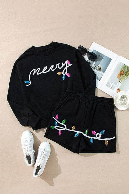 Women Merry Graphic Pullover and Shorts Outfit - Shop Style & More | Fresh Looks, Everyday Deals & Free Shipping