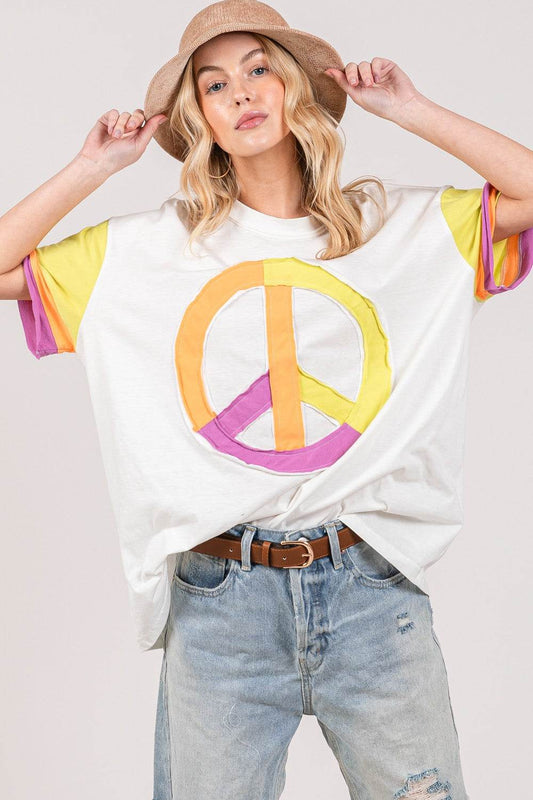 SAGE + FIG Color Block Peace Applique T-Shirt - Shop Style & More | Fresh Looks, Everyday Deals & Free Shipping