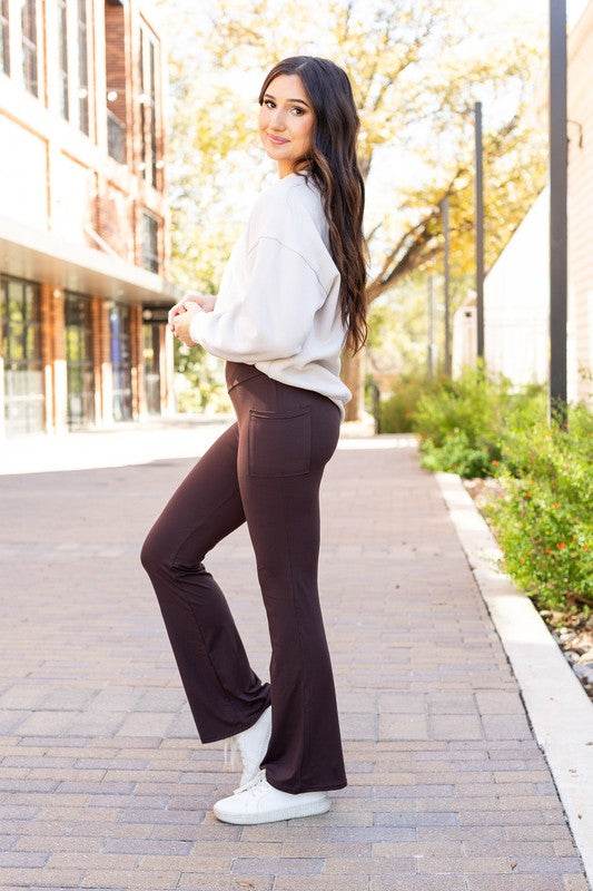 The Rhea Brown Bootcut Leggings - Shop Style & More | Fresh Looks, Everyday Deals & Free Shipping