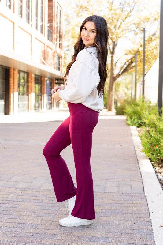 The Maeve Maroon Bootcut Leggings Round 2 - Shop Style & More | Fresh Looks, Everyday Deals & Free Shipping