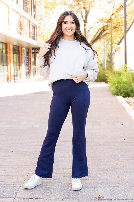 The Mila Navy Bootcut Leggings - Shop Style & More | Fresh Looks, Everyday Deals & Free Shipping