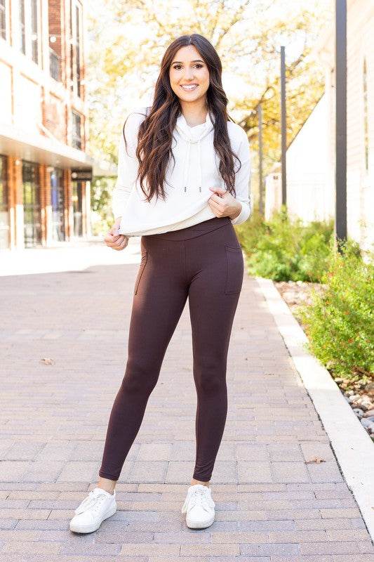 The Becca Brown Crossover Full Length Leggings - Shop Style & More | Fresh Looks, Everyday Deals & Free Shipping