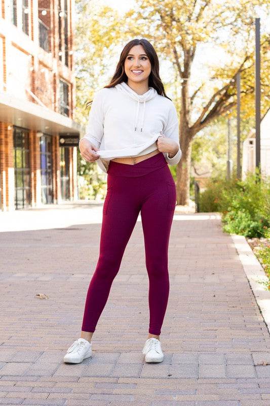 The Molly Maroon Crossover Full Length Leggings - Shop Style & More | Fresh Looks, Everyday Deals & Free Shipping