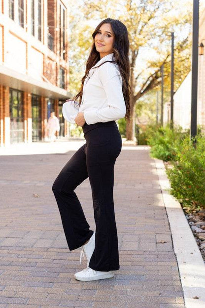 The Liz - Crossover Bootcut Leggings with Pockets - Shop Style & More | Fresh Looks, Everyday Deals & Free Shipping