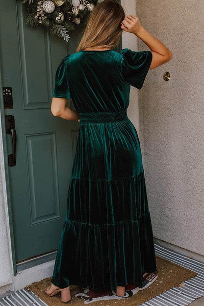Women Short Sleeve Shirred Waist Tiered Maxi Dress - Shop Style & More | Fresh Looks, Everyday Deals & Free Shipping