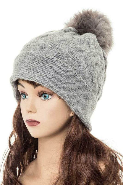 Cuffed Genuine Fur Pom Slouchy Beanie - Shop Style & More | Fresh Looks, Everyday Deals & Free Shipping