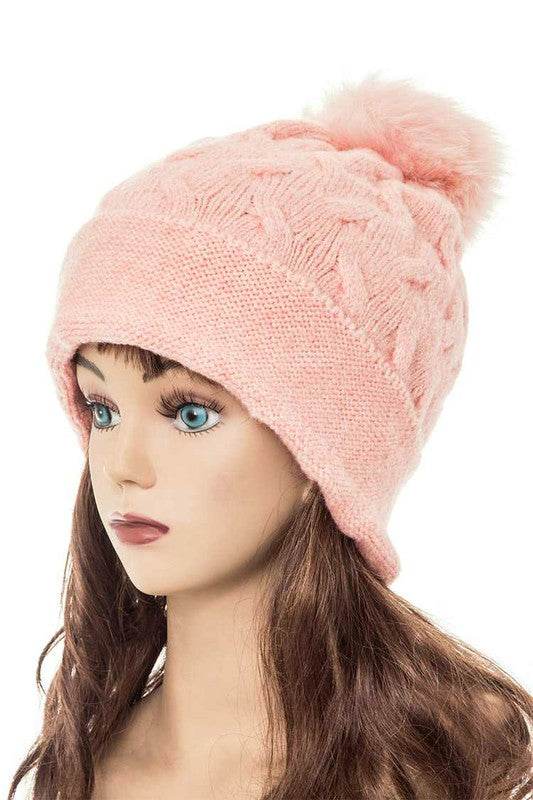 Cuffed Genuine Fur Pom Slouchy Beanie - Shop Style & More | Fresh Looks, Everyday Deals & Free Shipping