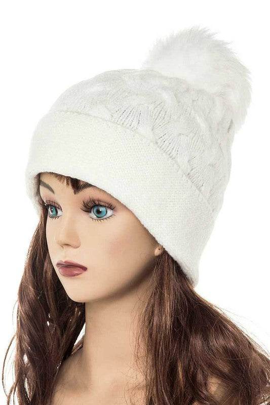 Cuffed Genuine Fur Pom Slouchy Beanie - Shop Style & More | Fresh Looks, Everyday Deals & Free Shipping