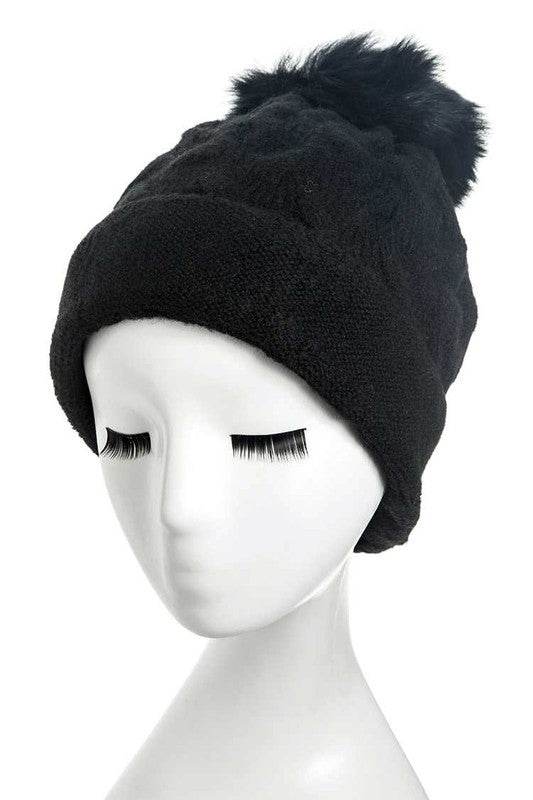 Cuffed Genuine Fur Pom Slouchy Beanie - Shop Style & More | Fresh Looks, Everyday Deals & Free Shipping