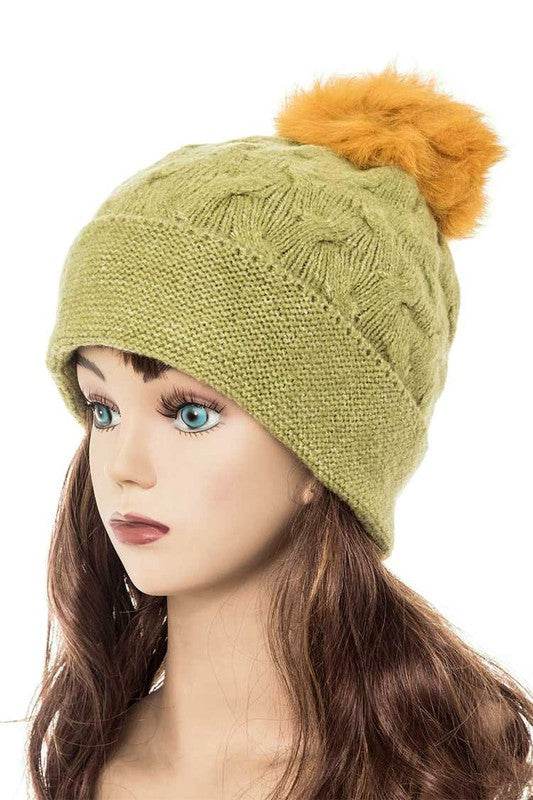 Cuffed Genuine Fur Pom Slouchy Beanie - Shop Style & More | Fresh Looks, Everyday Deals & Free Shipping
