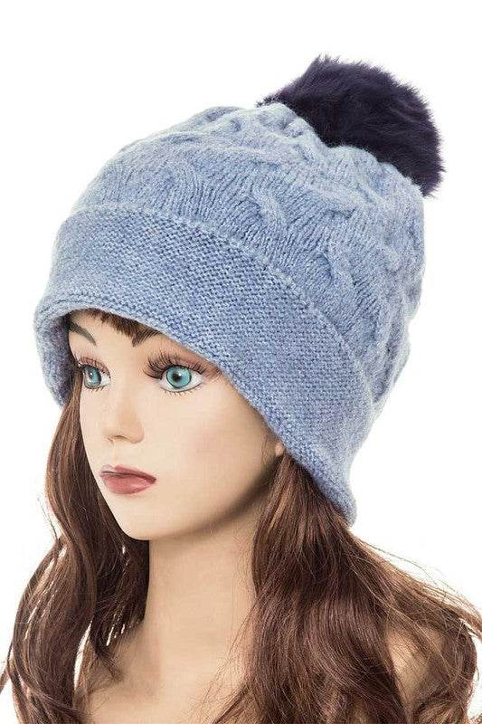 Cuffed Genuine Fur Pom Slouchy Beanie - Shop Style & More | Fresh Looks, Everyday Deals & Free Shipping