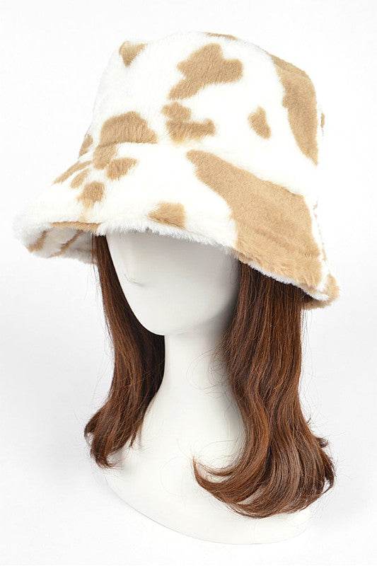 Cow Print Faux Fur Bucket Hat - Shop Style & More | Fresh Looks, Everyday Deals & Free Shipping